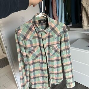 Ralph Lauren Double RL Multicolor Plaid Casual Button Down Flannel